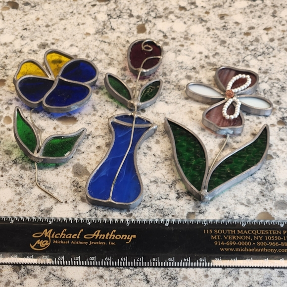 Lot of 4 Vintage Flower Retro Stainglass Sunkatchers Tulips, Pansy, Orchid - Picture 16 of 16